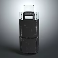 Black Military Weapon Device With SIGN Text And Cylindrical Metallic Structure