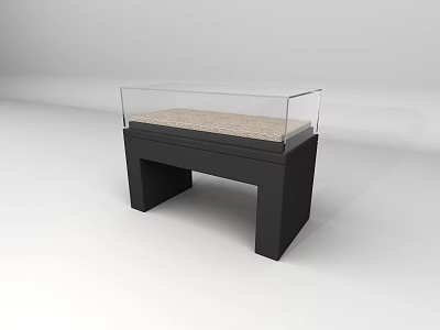 Modern Display Cabinet with Black Base Transparent Glass Cover and Light Colored Surface 3d model