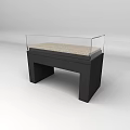 Modern Display Cabinet with Black Base Transparent Glass Cover and Light Colored Surface