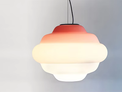 Modern Gradient Pendant Light With Layered White And Red Shades Design 3d model
