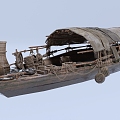 Fishing boat wooden boat big boat 3d model