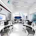 Modern Monitoring Room With High Tech Workstations And Screens