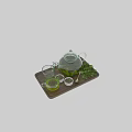 Fresh Green Tea In Glass Teapot With Mint Leaves On Wooden Tray
