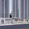 Modern High Rise Residential Complex With Green Areas And Urban Landscape Design