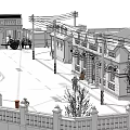 Traditional And Modern Commercial Street Design With Multiple Buildings And Tree Lined Walkways