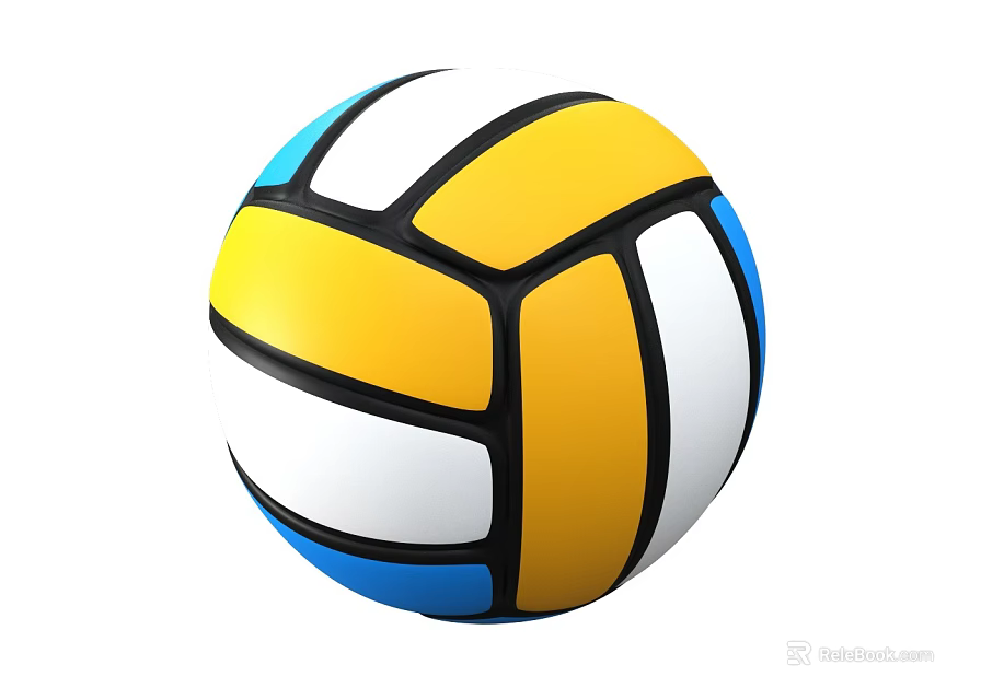 High Quality Volleyball With Yellow White Blue Panels For Sports Training 3d model 
