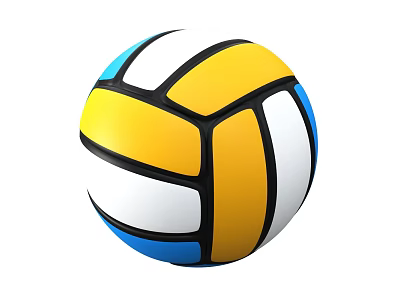 High Quality Volleyball With Yellow White Blue Panels For Sports Training 3d model