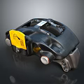 Airliner Brake Caliper Component With Black Housing And Yellow Label