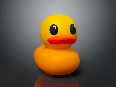 Playful Yellow Rubber Duck Doll with Black Eyes and Red Beak for Kids 3d model
