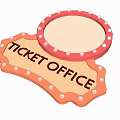 Decorative Iron Art Ticket Office Sign With Round Top And Beaded Edges