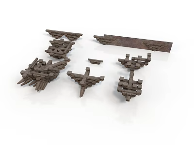 Detailed Traditional Architectural Wooden Bracket Parts For Ancient Building Structures 3d model