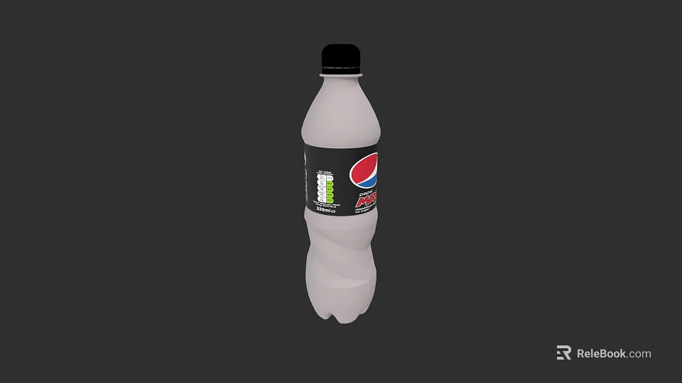 Pepsi Zero Sugar Bottle With White Body And Black Cap Design 3d model 