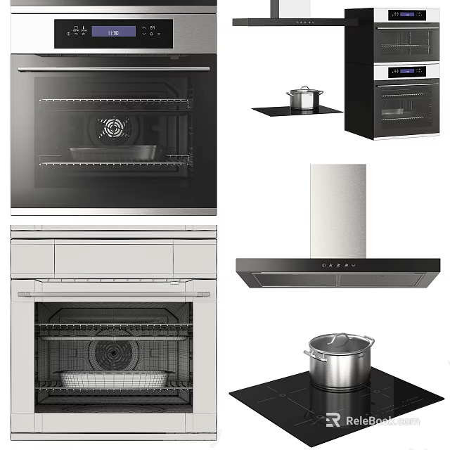 Modern Kitchen Appliances Featuring Oven Stove Range Hood And Contemporary Design 3d model 