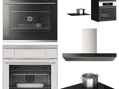 Modern Kitchen Appliances Featuring Oven Stove Range Hood And Contemporary Design 3d model