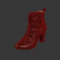 Stylish Shiny Dark Green Leather High Heel Lace Up Boots For Women