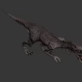 Realistic Reptile Dinosaur With Open Mouth Sharp Teeth Standing On Gray Background