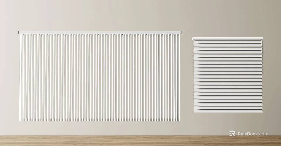 White Window Blinds For Modern Interior With Vertical Slats Design 3d model 