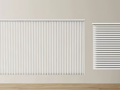 White Window Blinds For Modern Interior With Vertical Slats Design 3d model
