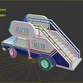 Scenic View Of Bluth Construction Truck On Circular Platform With Blue White Red Design