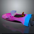 Vibrant Pink and Blue Concept Car with Transparent Canopy Orange Seat and White Patterns