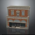 Traditional Two Story Red Brick Building With Arched Doorways And Stone Trim