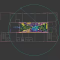 Nighttime Illuminated Indoor Courtyard With Glass Roof Stone Floor Green Plants And Lanterns