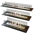 Modern Linear Fireplace Design With Glass Panel And Realistic Dancing Flames 3d model