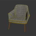 Modern Gray Fabric Accent Chair With Armrest And Orange Wooden Legs Contemporary Home Furniture Design