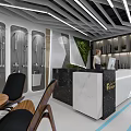 Modern Stone Exhibition Showroom With Display Counters LED Strip Lights And B1 B2 C1 Sections