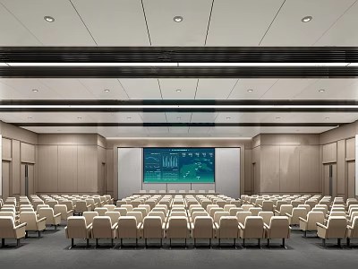 Modern Government Service Hall Interior With Rows Of Seats And Digital Display Screen 3d model