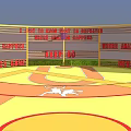 Colorful Basketball Court Design With Yellow Green Flooring And Surrounding Green Border