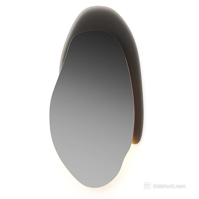 Modern Organic Shaped Mirror With Curved Dark Frame And Sleek Surface 3d model 