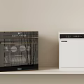 Haier Kitchen Appliances With Black Glass Door And White Cabinet Design