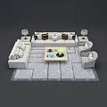 Modern Sofa and Coffee Table Set with Decorative Pillows Table Lamps and Accent Chairs 3d model