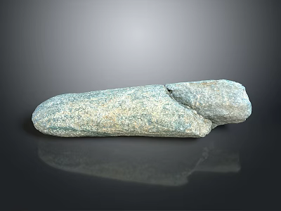 Stone Wood Primitive Tool With Textured Surface Displayed on Black Background And Reflection 3d model