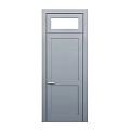 Modern Gray Swing Door with Small Top Window and Sleek Handle Simple Design 3d model