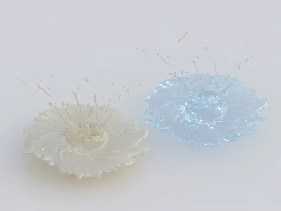 Decorative Garden Ornament With Cream White And Light Blue Flower Shaped Water Splashes 3d model