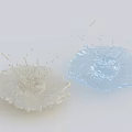 Decorative Garden Ornament With Cream White And Light Blue Flower Shaped Water Splashes
