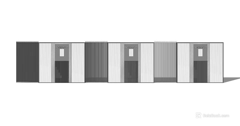 Modern Feature Wall Design With Vertical Grilles And Stone Panel Accents 3d model