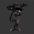 Black and Gold Mechanical Creature With Armored Structure And Sharp Claws
