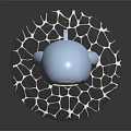 Decorative Round Furniture Platform With Black White Cracked Pattern And Blue Luminous Edge