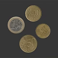 Shiny Euro Coins Collection Featuring 1 Euro 50 20 and 10 Cent Denominations