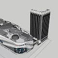 Commercial complex beside high-speed rail in modern commercial building 3d model