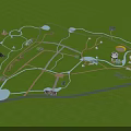 Entrance Gate Design In Park Layout With Green Grass And Road Network