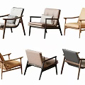 Modern Leisure Chairs With Wooden Frames And Upholstered Seats In Various Colors