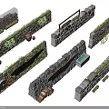 Different Types Of Decorative Garden Fences With Stone Wooden Elements Green Plants And Wine Barrels