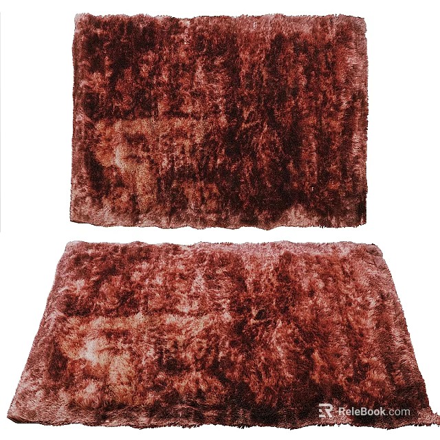 Plush Square Rugs in Rust Brown with Soft Fluffy Texture for Home Decor 3d model 
