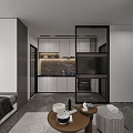 Modern Apartment Interior With Integrated Living Kitchen And Bedroom Spaces 3d model