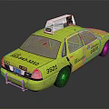 Yellow Taxi With Solar Panel Roof Light TAXI Sign And Phone Number
