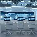 Modern Control Room with Multiple Display Screens Console Ergonomic Chairs Futuristic Lighting And Advanced Interface 3d model